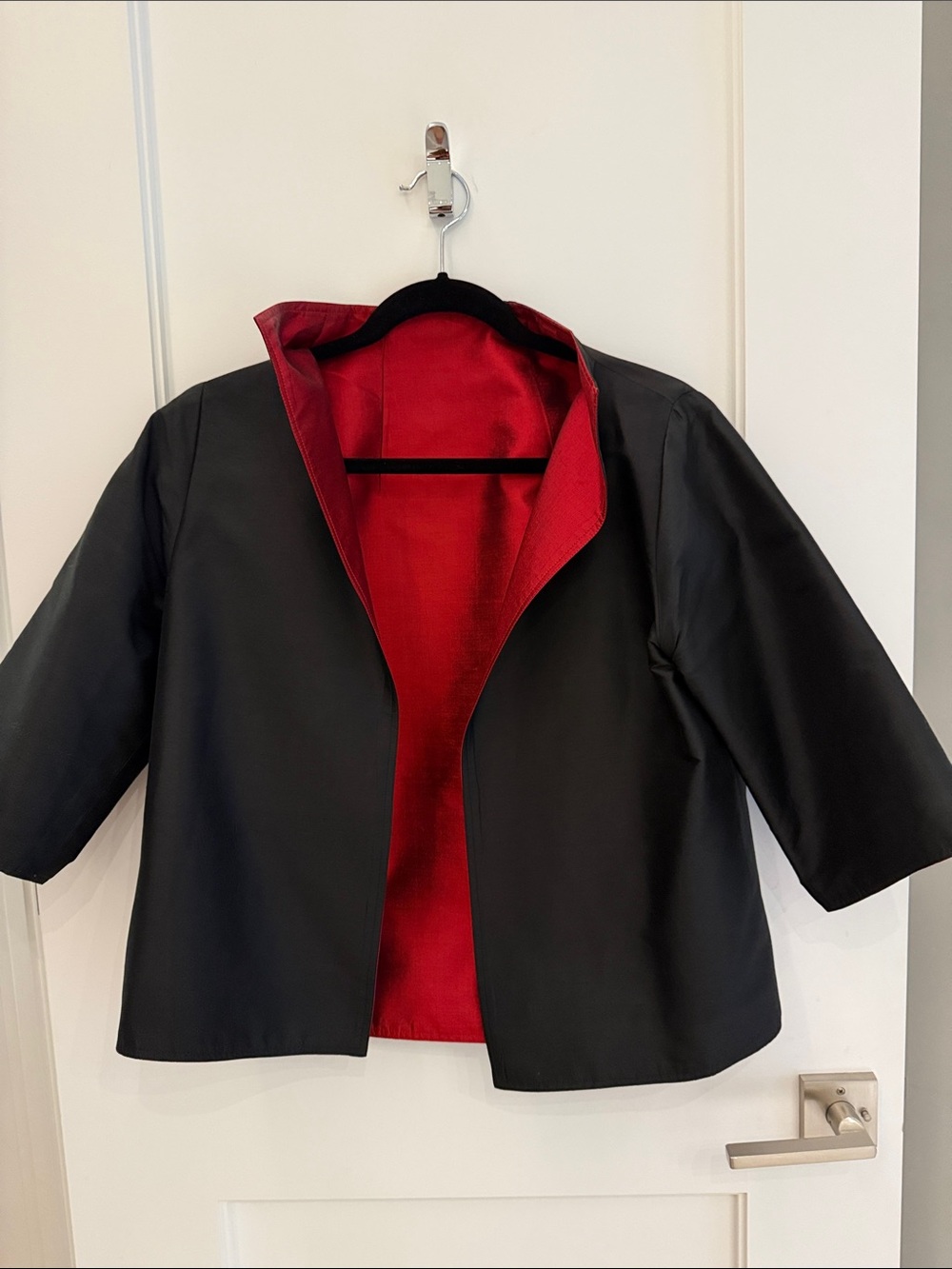 Women’s Reversible Black Jacket with Red Lining
